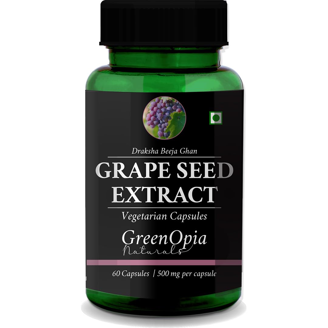GreenOpia Grape Seed Extract Capsules | 400 mg | 60 Vegetarian Capsules | 95% Proanthocyanidins | Powerful Antioxidant Support for Skin, Heart & Immunity | Anti-Aging & Cellular Protection