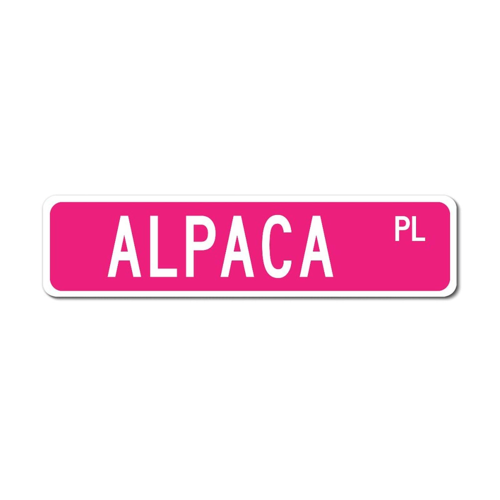 LMMIXEE Alpaca Metal Sign Alpaca Street Custom Signs Outdoor Metal Alpaca Gift Farmhouse Metal Wall Art Rustic Wall Sign Kitchen Home Decor Signs Wall Hanging Sign Housewarming Gift 24x6in