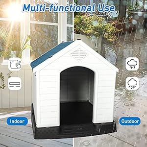 Luckyermore large dog house outdoor indoor pet dog puppy shelter crate plastic weather resistant cage large   cucciolini doodles