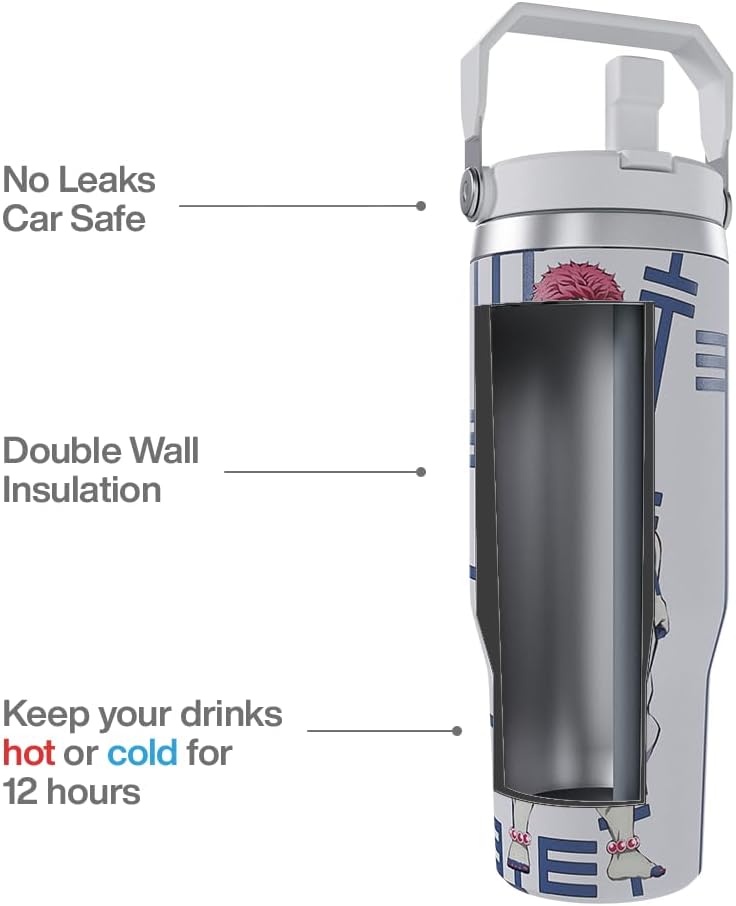 Demon Slayer Kimetsu No Yaiba Akaza Tumbler with Lid, 30 Oz Water Cup, Vacuum Insulated, Anime Water Bottle, Reusable Insulated Stainless Steel tumbler for Water, Iced Tea or Coffee - Image 3