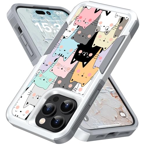 Candykisscase Case for iPhone 14 Pro, Cute Cats Funny Pattern Shock-Absorption Hard PC and Inner Silicone Hybrid Dual Layer Armor Defender Case for Apple iPhone 14 Pro - image 1