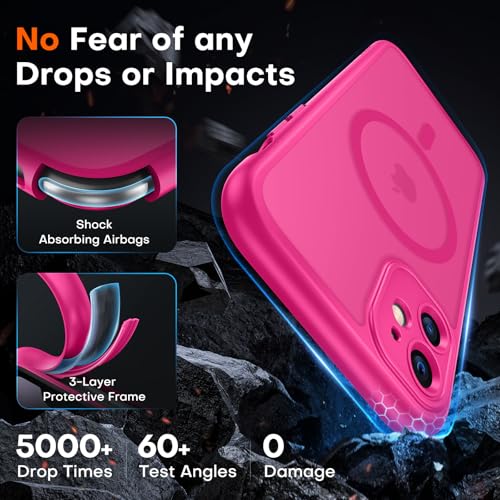 Image of TOCOL for iPhone 11 Case, Compatible with Magsafe, Full Camera Protection, Built-in Magnets, Drop Protection, Translucent Matte Phone Case for iPhone 11 6.1 inch (Hot Pink)