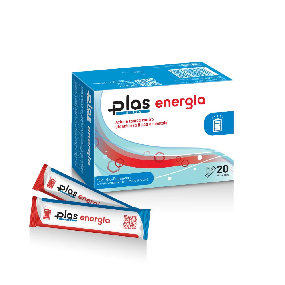 Plas Pharma® Energia – Multivitaminico con Vitamina B12, Arginina e Ginseng contro Stanchezza – GEL Bio-Enhancer® – Pre Workout 20 Stick Gel Made in Italy