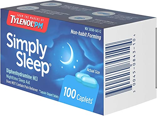 Image of Tylenol Simply Sleep Nighttime Sleep Aid (25 mg), 100-Count Caplets (Pack of 2)
