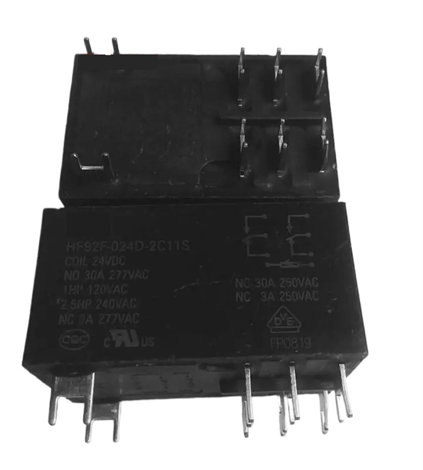 Relais HF92F-024D-2C11S 24VDC 30A à 8 broches pour commutation de puissance