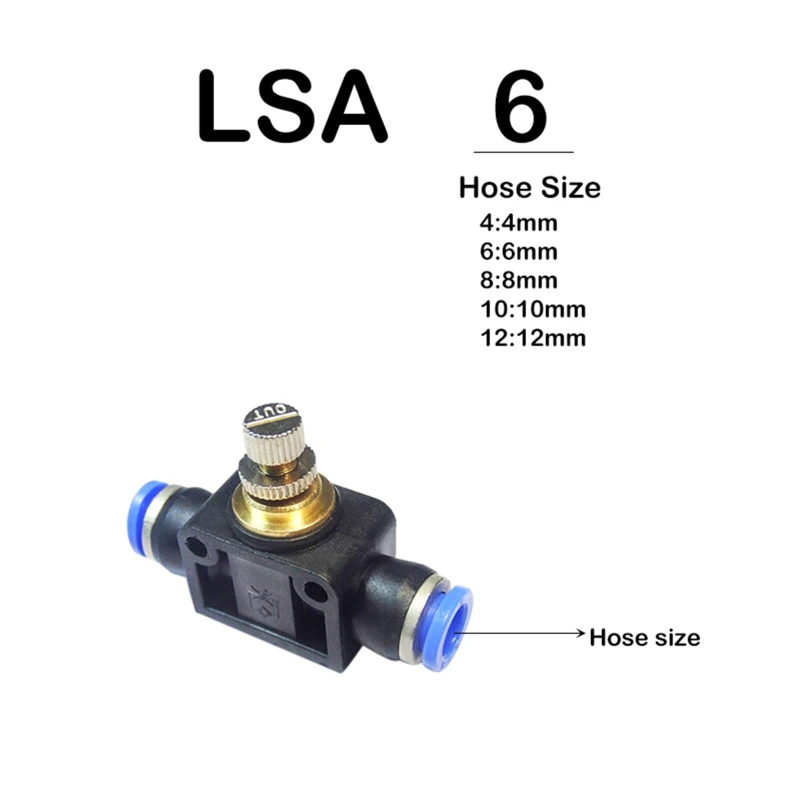 Conectores rápidos neumáticos for mangueras y tubos. Fabricados en plástico PE/PU/PY/PM/PV/PP. for mangueras de 4 mm, 6 mm y 8 mm. Paquete de 10 unidades.(LSA (10PCS A LOT),Use 8mm hose)