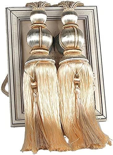 Yawpnan EI00032 Paired Lantern Single Hanging Ball Tassels Curtains Buckle Sling Binding Lantern Tiebacks Handcrafted Braided Buckle Drapery Curtain Holdbacks Window Treatments thumb #1