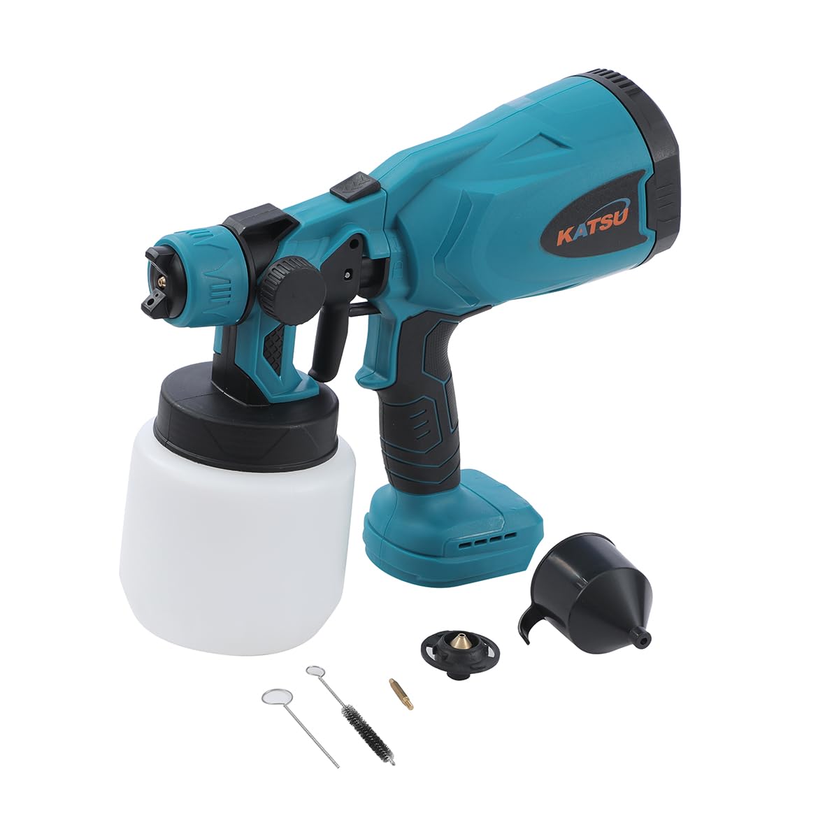 KATSU FIT-Bat 21V Pulverizador de Pintura a Batería 800ml con Boquilla 1,8mm y 2,0mm para Pintar Techos Vallas Paredes Muebles y Tractores, sin Batería ni Cargador