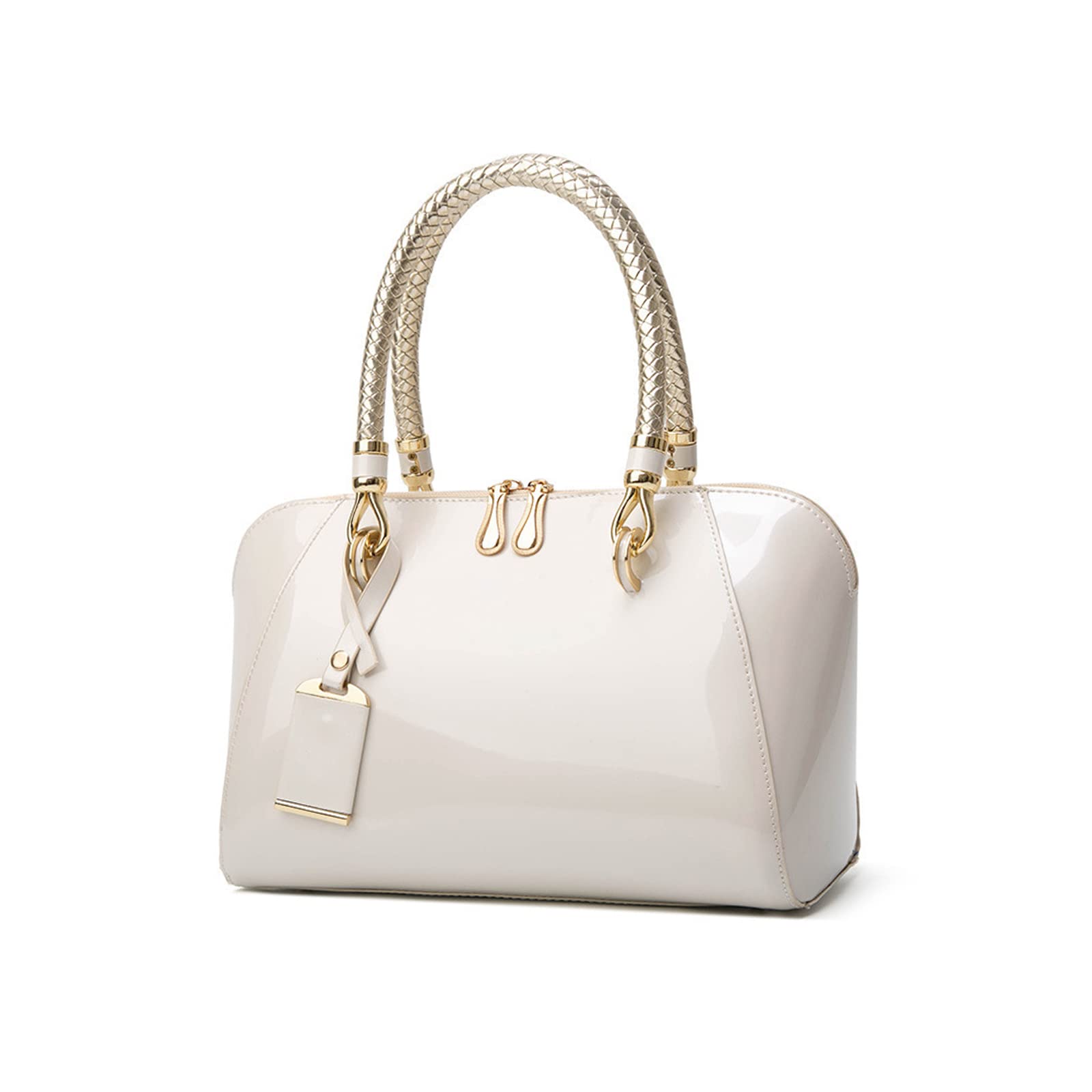 NICOLE & DORIS Moda Borse Donna Borse a Mano Elegante Borsa a Spalla in Vernice Sera Pochette Donna Borsetta da Sposa Bianco