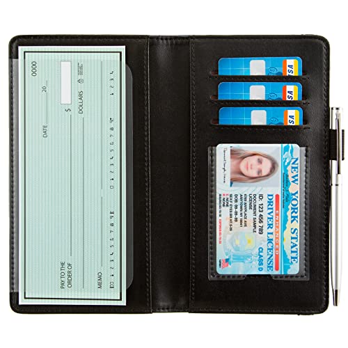 Image of checkbook cover,Checkbook Cover for Duplicate Checks,RFID Checkbook Register Cute Wallet women Men Credit Card Holder (Rose Skull)