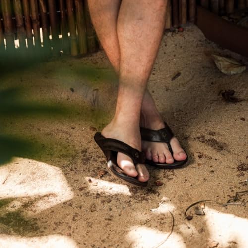 Image of OluKai Mea Ola Mano Men's Leather Sandals, Hand-Woven Hawaiian Strap