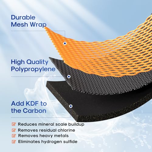 Image of ICEPURE 5 Micron 4.5 inch x 10 inch CTO10BB-KDF Whole House Water Filter Coconut Shell Activated Carbon and KDF Heavy Metal Removal Water Filter Replacement for Home, 2PACK