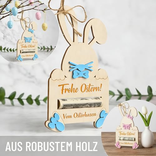 Ostergeschenke Osterhasen, Geldgeschenk Verpackung mit Umschlag - Frohe Ostern! Vom Osterhasen - Holz Osterfest Anhänger Geschenkanhänger Osterdeko