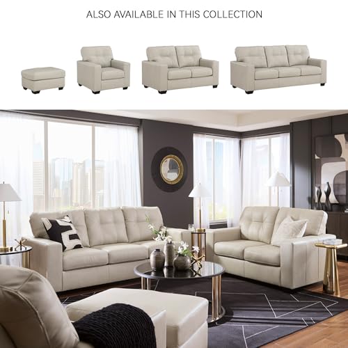 Image of Signature Design by Ashley Leather Match Queen Sofa Sleeper, Bone