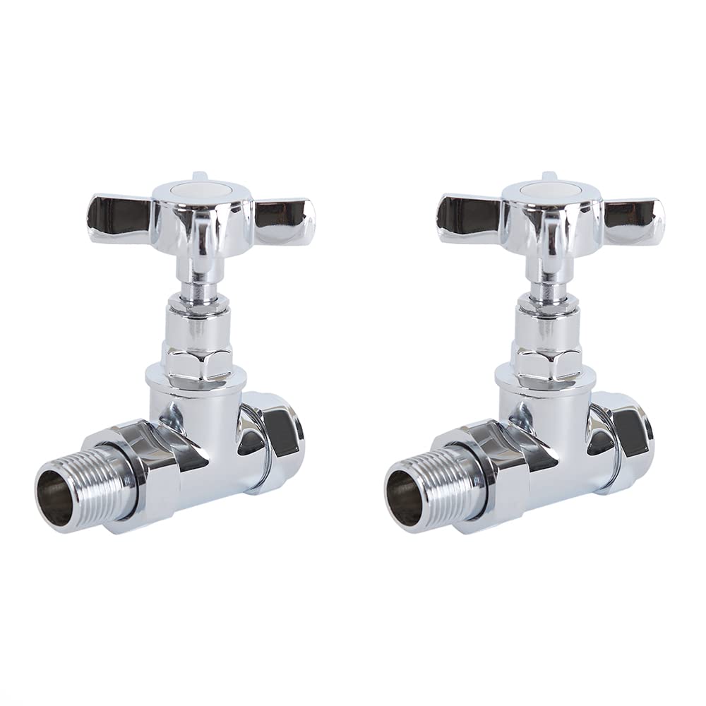 Milano Chrome - Straight Chrome Straight Heated Towel Rail Radiator Valves Crosshead Handles