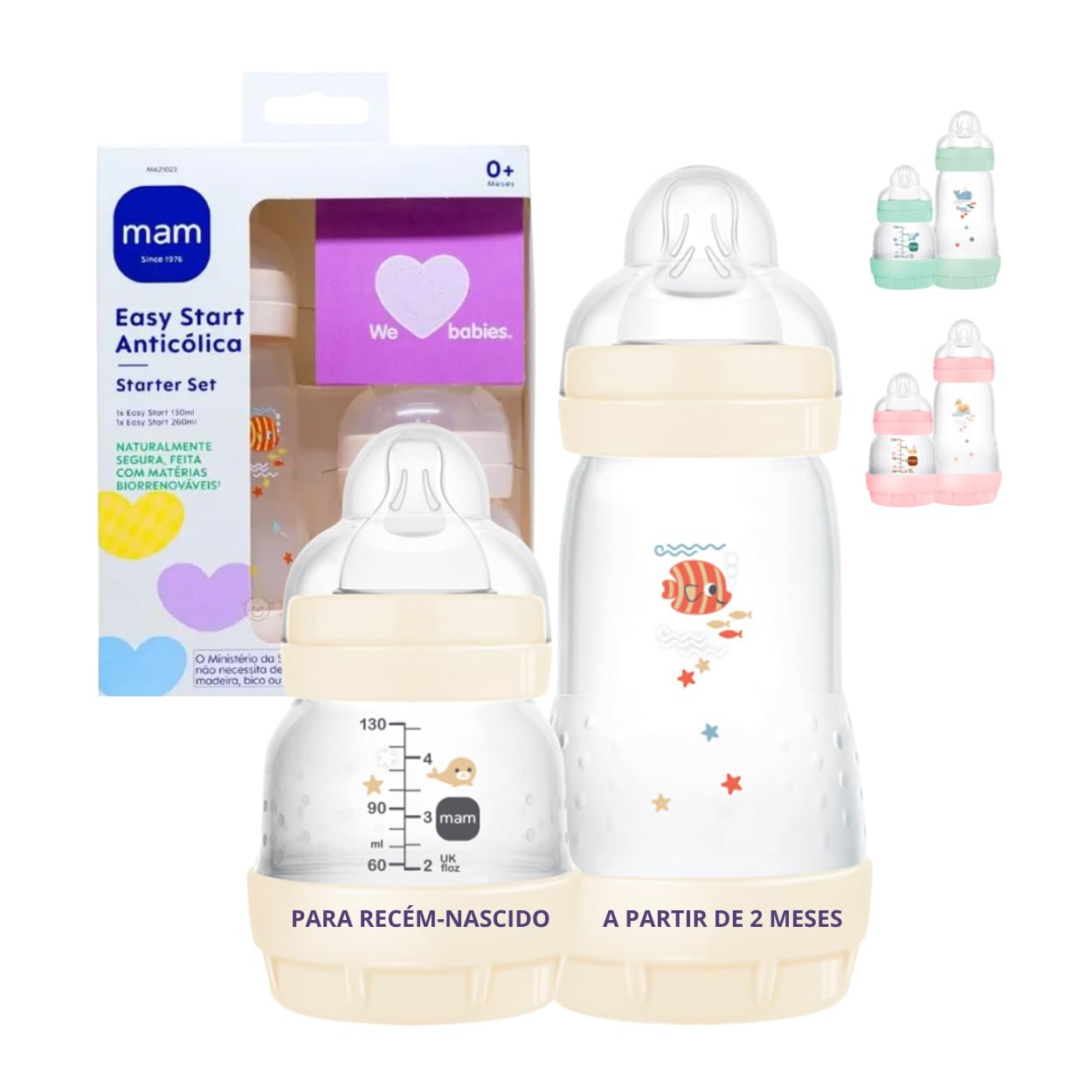 MAM, MA21023, Baby Kit 2 Mamadeiras Easy Start Starter Set, para