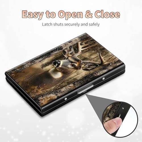 Image of Slim Credit Card Holder, Camo Deer Tree RFID Blocking Metal Wallet for Men & Women, Aluminum Minimalist Hard Case Pocket-Sized Business Cards Organizer (Fits Up to 10 Cards)