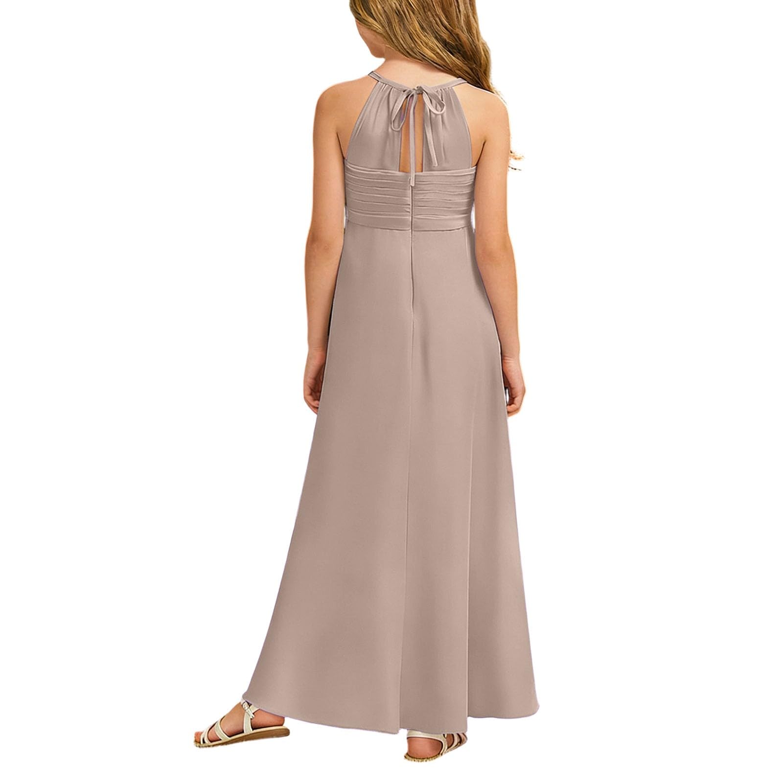 Generico Abito Lungo in Chiffon per Ragazze Eleganti Modello Fluido Senza rilievi Perfetto per Cerimonie Damigelle Junior e Eventi Speciali