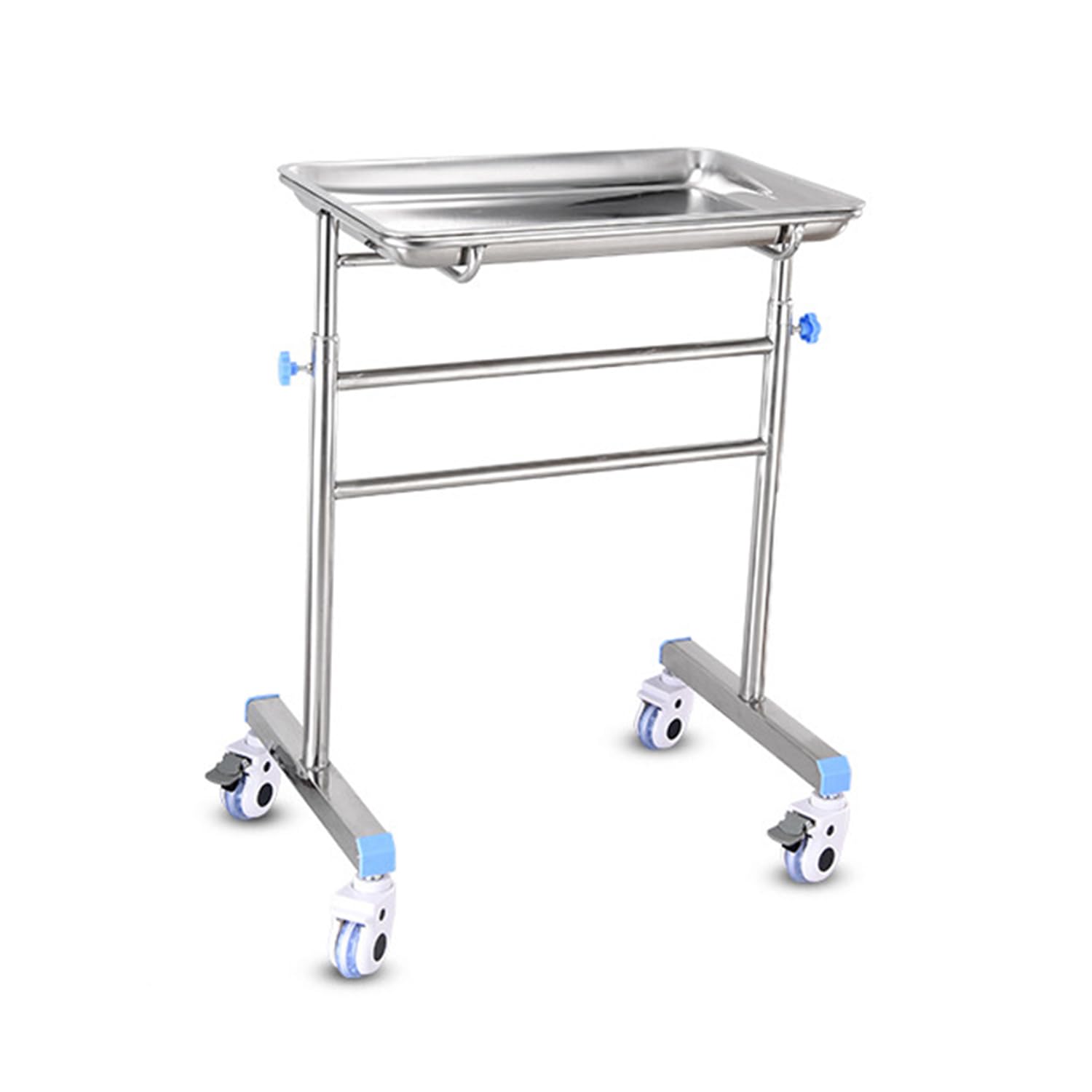 Carrito de Laboratorio con Soporte Bandeja Ajustable Altura del 135-84 cm Carro de Servicio de Acero Inoxidable Movimiento Silencioso para Salón Tatuajes Belleza