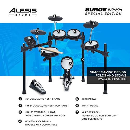 Alesis Drums Surge Mesh Se Kit - Electric Drum Set With Usb Midi Connectivity, Quiet Mesh Heads, Drum Module, Solid Rack, 40 Kits And 385 Sounds #TOP1