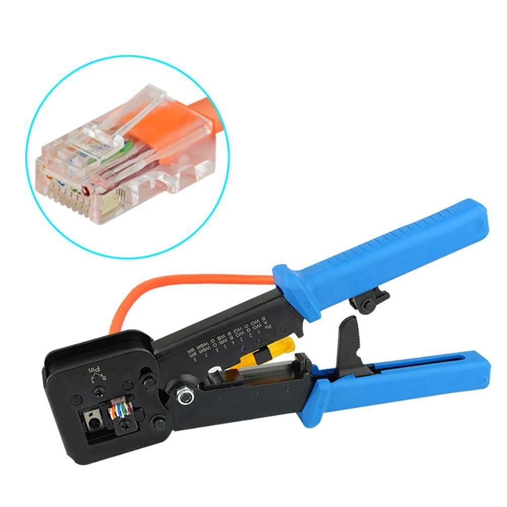 PrimeX PX-8060Y RJ45/RJ11 CAT6 Yeni Nesil Jak Pense, 8P8C RJ45 ve 6P4C RJ11 Uyumlu Network Telefon Kablo Ucu Sıkma Pensesi, Kablo Kesme Soyma Kilitli Yaylı Jak Çakma Pense