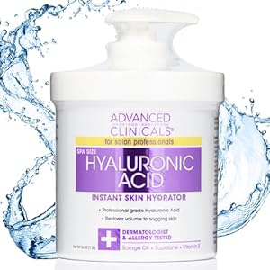 Advanced Clinicals Anti-aging Hyaluronic Acid Cream for face, body, hands. Instant hydration for skin, spa size. (16oz)