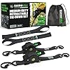 Rhino USA Correas de trinquete retráctiles (paquete de 2) – 1 pulgada x 10 pies (1,209 libras de resistencia a la rotura) – Correas de amarre autoretráctiles resistentes para camión, remolque de carga
