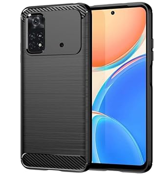 Carbon Fibre Back Case Cover for Poco M4 Pro 4G (Black)