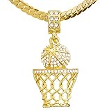 Metaltree98 Hip Hop Iced Out 14k Gold Plated Mini Basketball Rim Pendant 24