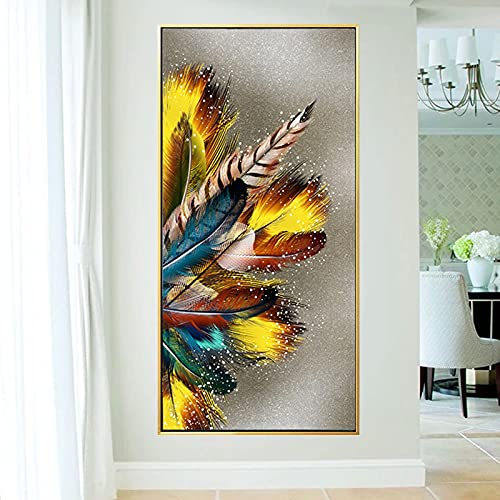 Peinture Diamant 5D Plume d'Or Grande Taille Mosaïque Art Adulte 40x80