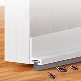 Door Draft Stopper with Brush Reduce Noise, 39' Rubber Door Sweep Breeze Blocker, Adjustable Under Door Draft Stoppers, Soundproofing for Doors, Door Seal - White