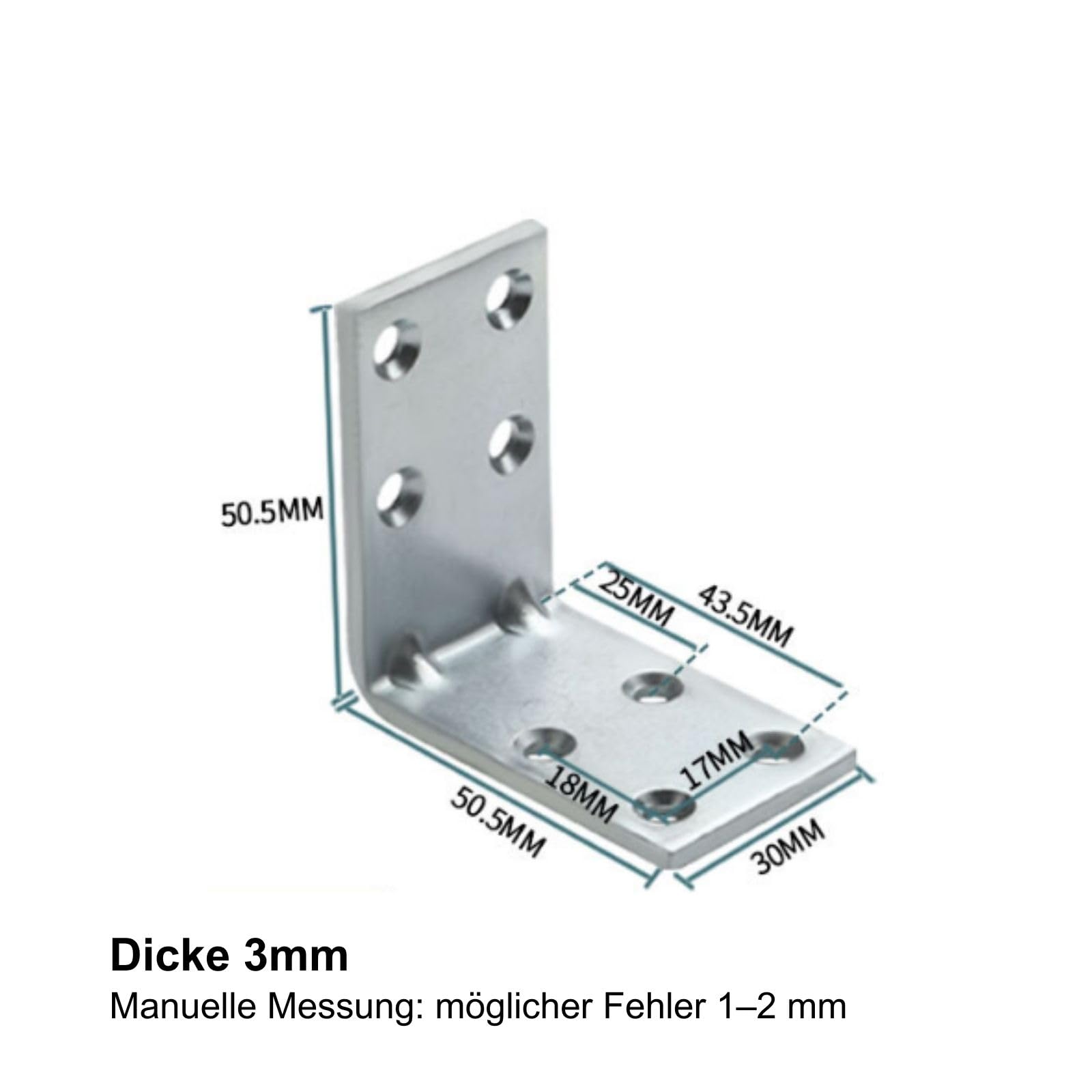 Angoli A L In Acciaio Inox 16 Pezzi - 50x50 Mm, Spessore 2.8 Mm, Per Mobili E Scaffali - Foto 3