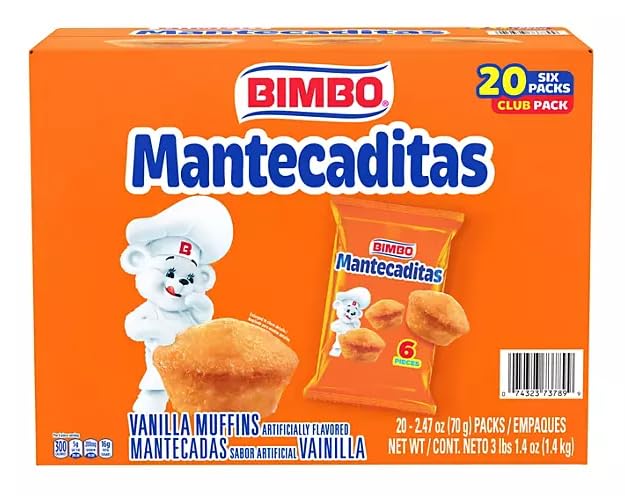 Marinela Bimbo Mantecaditas Vanilla Muffins, Bite Size, 20 pk., 2.47 Ounce (Pack of 1)
