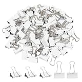100 Stück weiße Metall-Binder-Clips, klein, zurückklappbar, Federstahl, Büroklammern, Bürobedarf, Papierklemmen für Geschäft, 19 mm