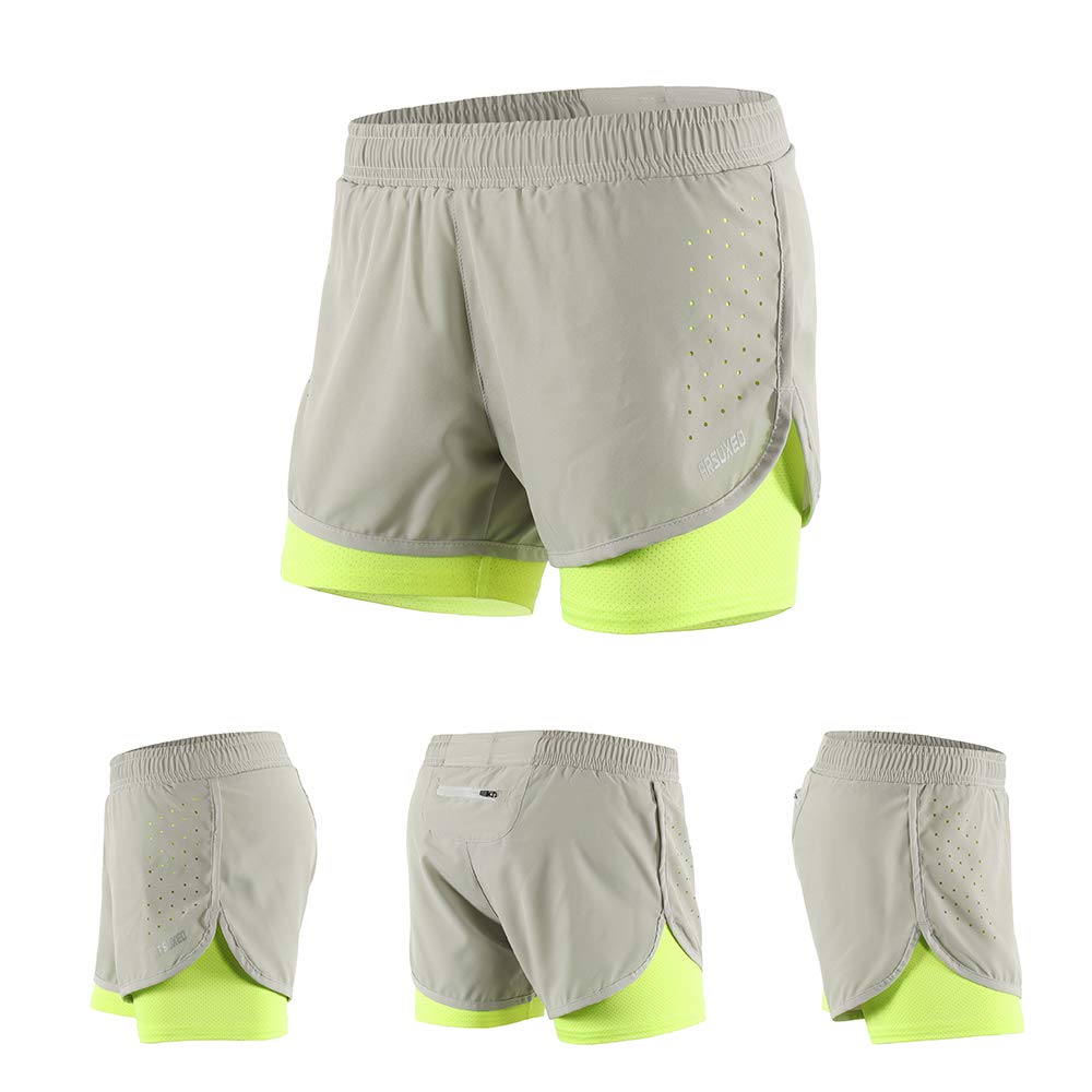 Lixada Short de Course 2 en 1 pour Femme, séchage Rapide, Respirant, entraînement Actif