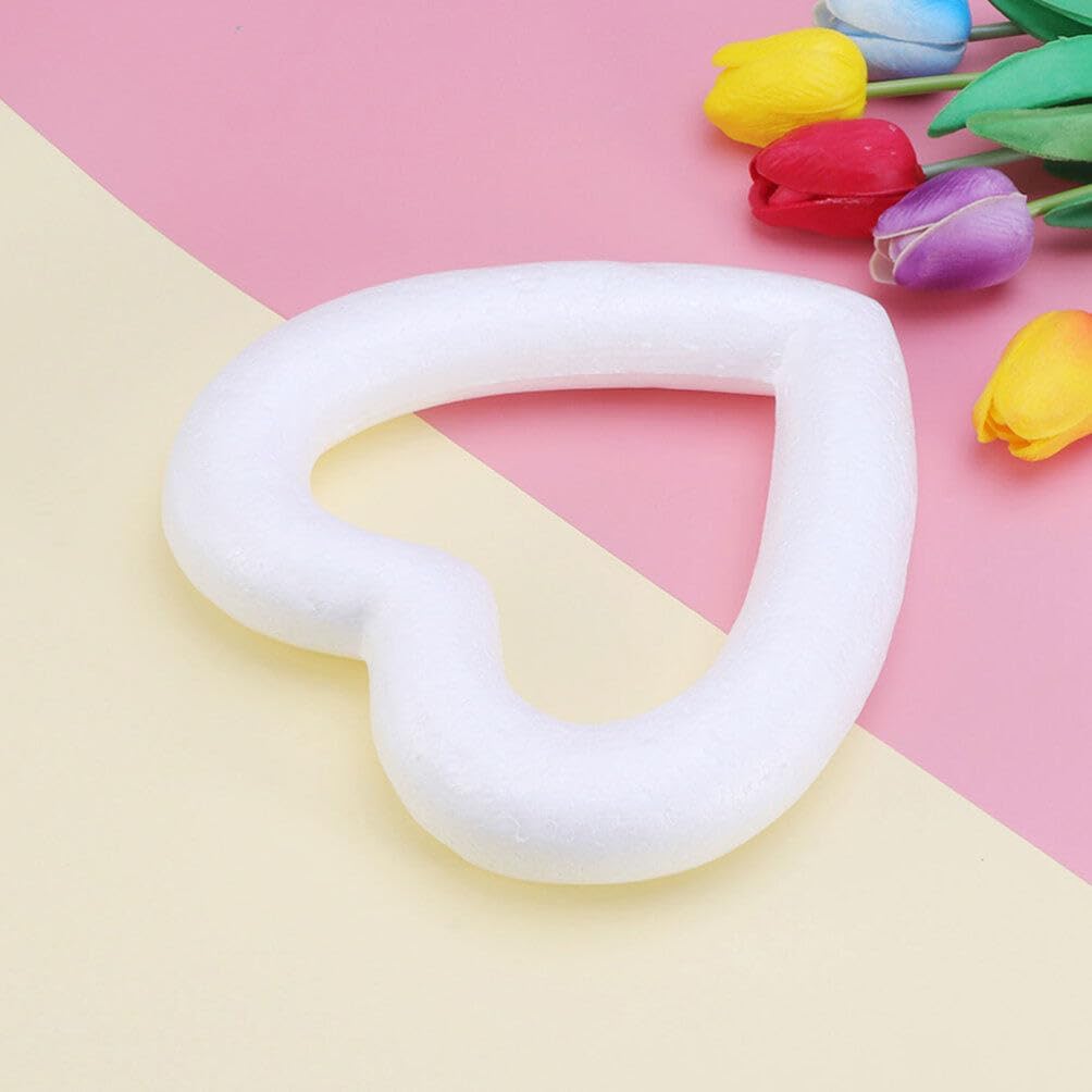 SHINEOFI Craft Foam Heart 2pcs 2 Sizes Heart Shaped Polystyrene Foam Wreath Ring for Wedding Valentines Projects Modeling Decoration DIY Arts Arrangement 25cm 18.5cm
