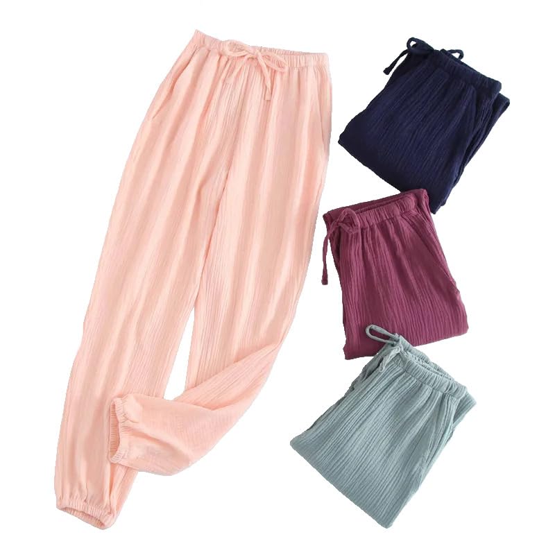 OFFSUM Pantalones De Pijama para Hombre - Pantalones De Casa De Algodón para Hombre, Ropa De Dormir Sencilla, Pantalones Holgados Suaves con Bolsillos, Ropa De Descanso Informal De Verano, Color S