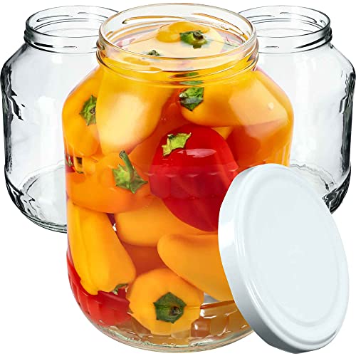 KADAX Tarros de cristal para conservas (1,7 L, fi89 mm, tapas blancas, 12 unidades)