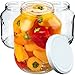 Produktbild KADAX Weckgläser 1,7L, Einmachglas zum Einlegen, fi89 mm, Einkochgläser, Sturzglas, Gurkenglas, Konservenglas, Rundgläser, Einweckgläser mit Schraubdeckel (Weiß Deckel 12 Stück)