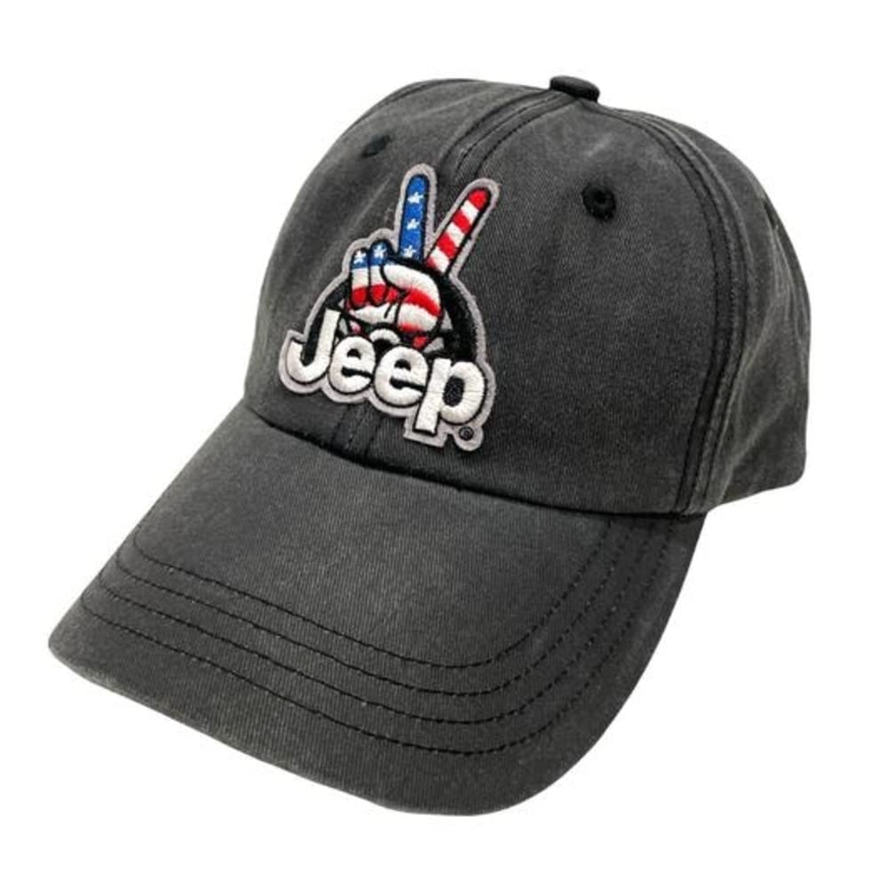 JeepWave USA Chino Twill Patch Garment Washed Hat Black