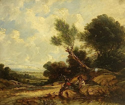 Tableau sur toile nordique salon 60x90cm avec paysage et personnages