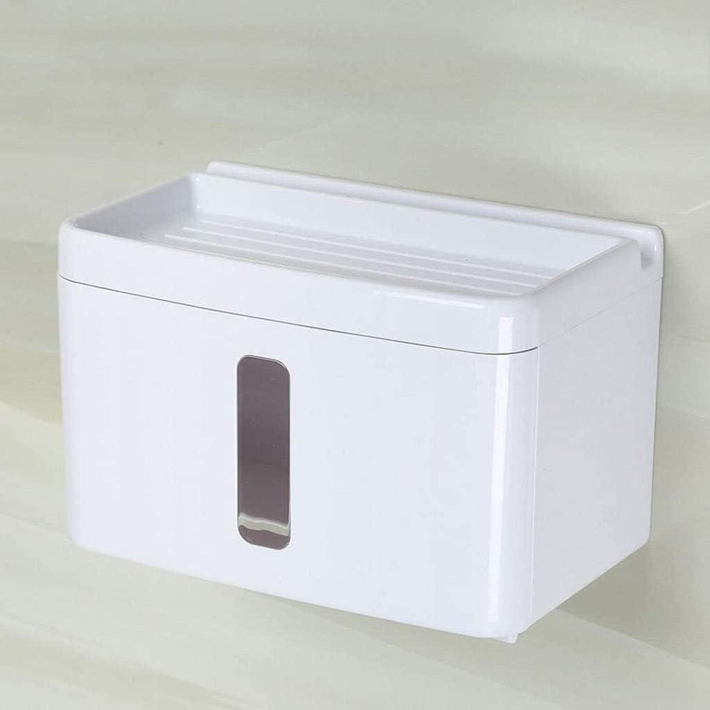 Multipurpose Toilet Paper Holder with Phone Shelf and Drawer Storage,Wall Mounted Punching Free Tissue Dispenser Box