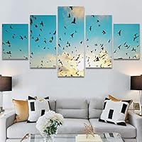 SIGNWIN 5 Panel Canvas Wall Art Birds Farmhouse/Country Group Group Multicolor Photography Realism Relax/Calm Warm for Home Decorations Ready to Hang - 60