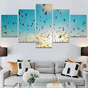 SIGNWIN 5 Panel Canvas Wall Art Birds Farmhouse/Country...