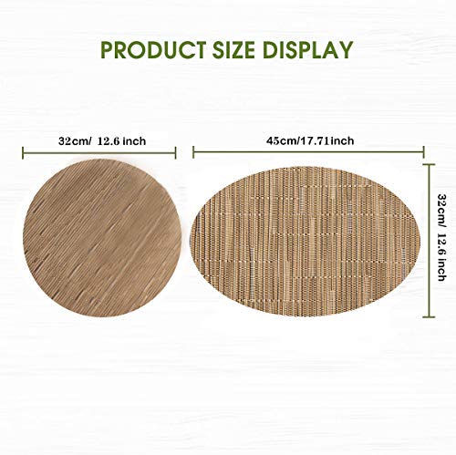 Lyper Table Placemats Set Of 5, Imitation Bamboo Oval Decorative Placemats With Centerpiece Woven Vinyl Heat Resi-Stant Table Mats For Farmhouse Restaurant Hotel-45X32Cm/Diameter 32Cm (Light Brown) #TOP1