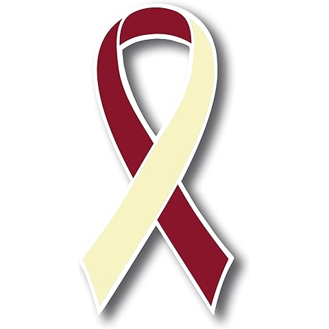 Magnet Me Up Head and Neck Cancer Awareness Burgundy and Ivory Ribbon Magnet Decal, 3.5x7 Inches, Heavy Duty Automotive Magnet for Car Truck SUV, Showing Support or Fundraising, Crafted in USA