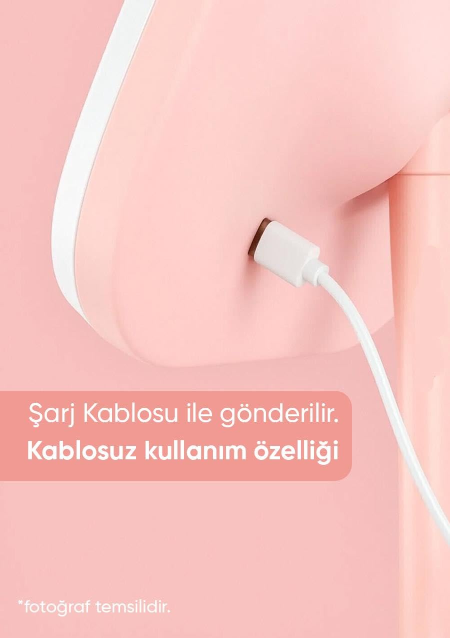 Ledli Dikdörtgen Ayna Işıklı Mini Makyaj Aynası 19X14 CM Pembe