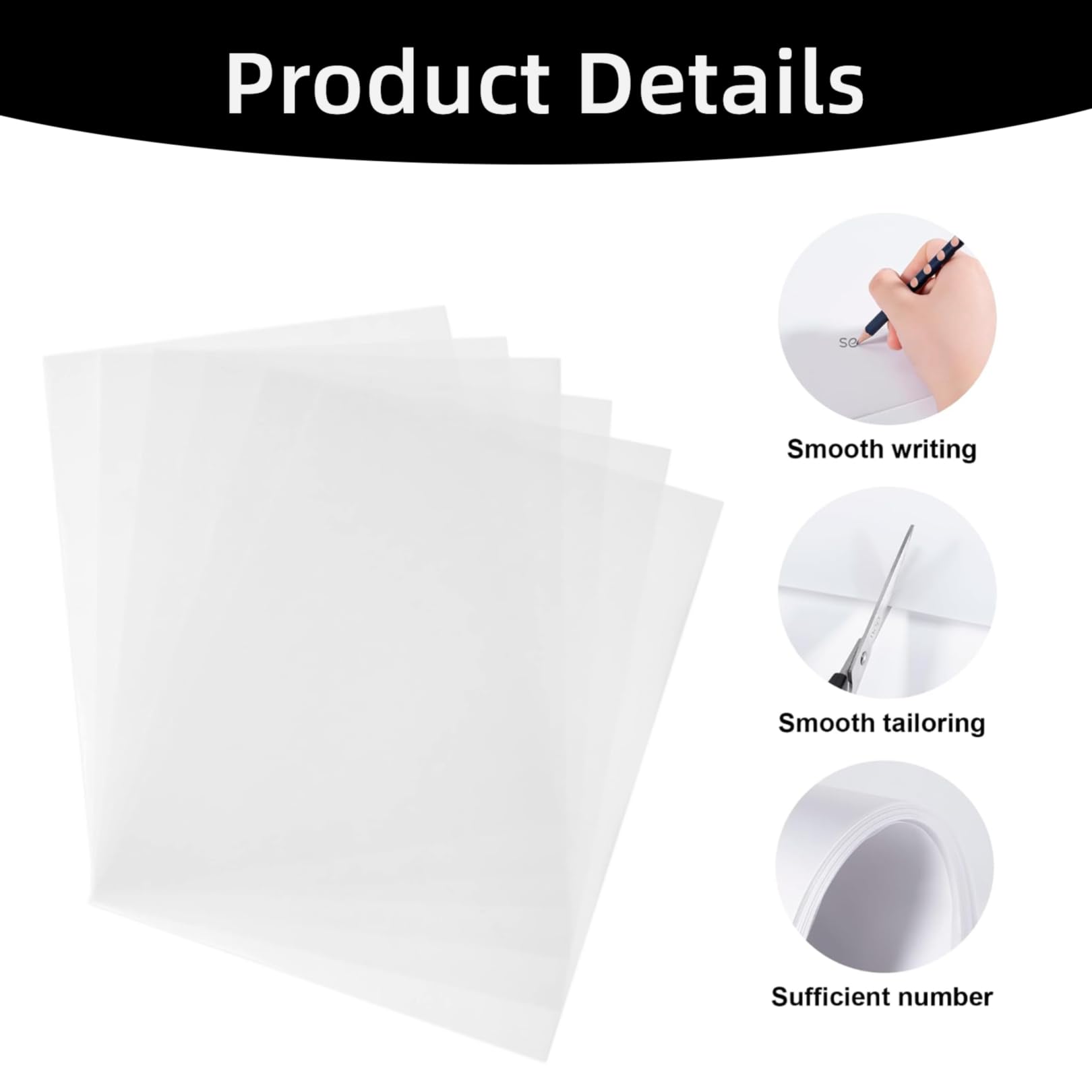 Lot de 100 feuilles de papier transparent blanc glassine pour dessin, lanternes, couture, papier d'architecte, bloc de papier transparent pour travaux manuels, dragon, papier calque