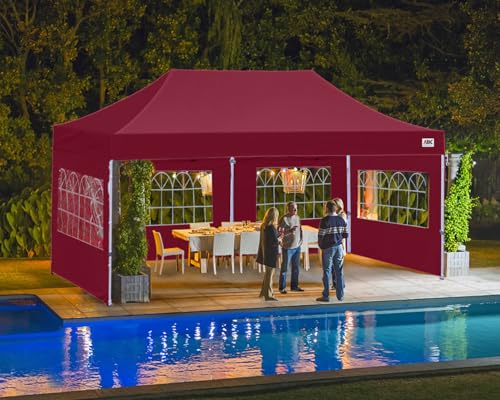 Image of ABCCANOPY Pop up Canopy Tent with Elegant Church Window 8X16,Burgundy