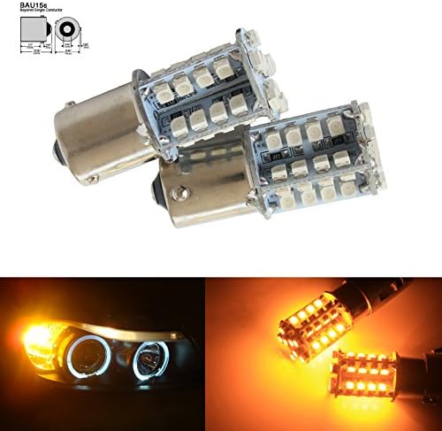 BSLighting 2x 581 PY21W BAU15s 40 SMD Amber LED Sidelight Indicator Brake Signal Light Bulb